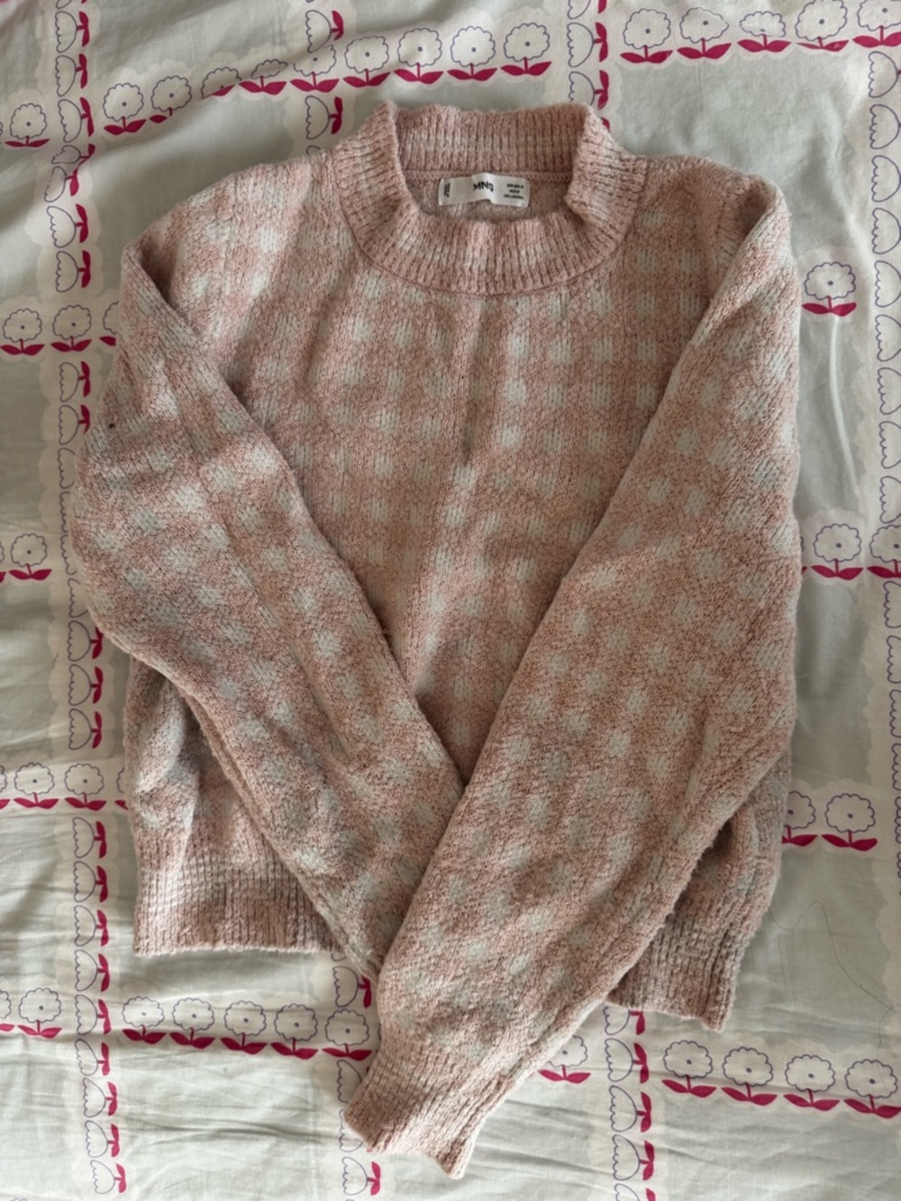 MNG Pink Checker Crewneck Sweater